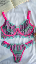 CONJUNTO LINGERIE GD1 COM ARO E SEM BOJO DE TULE E RENDA