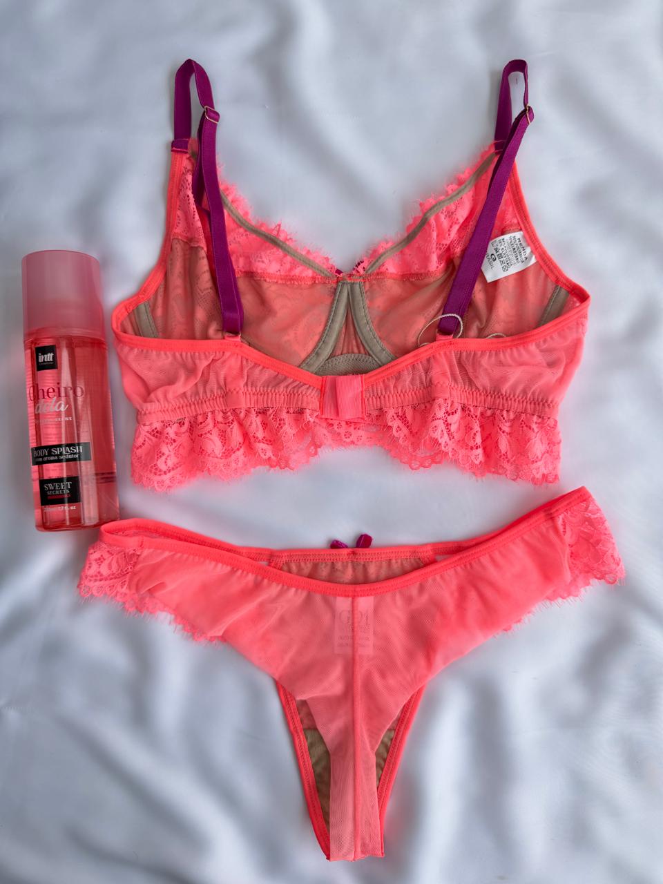 CONJUNTO LINGERIE GD1 COM ARO E SEM BOJO DE TULE E RENDA
