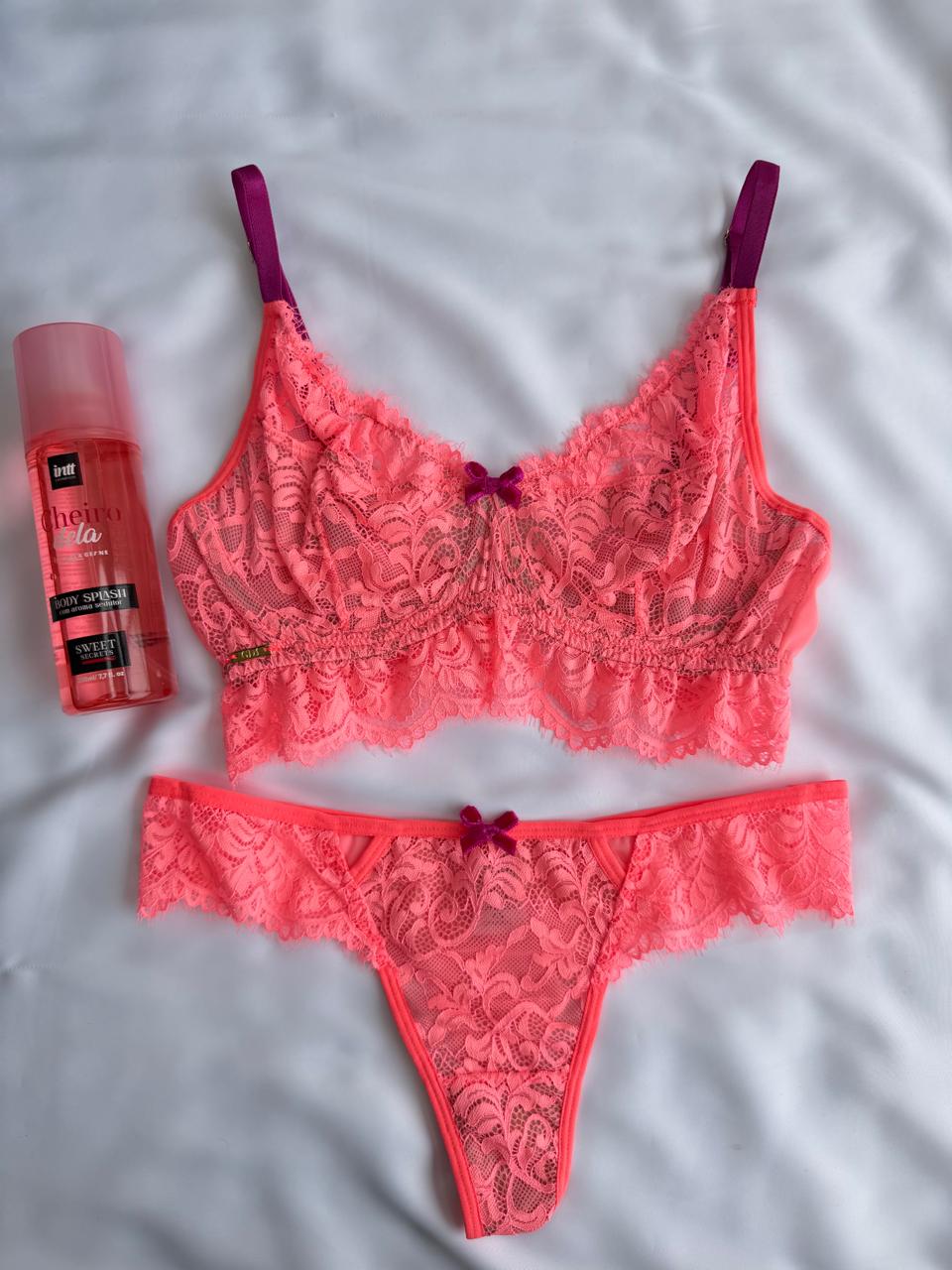 CONJUNTO LINGERIE GD1 COM ARO E SEM BOJO DE TULE E RENDA