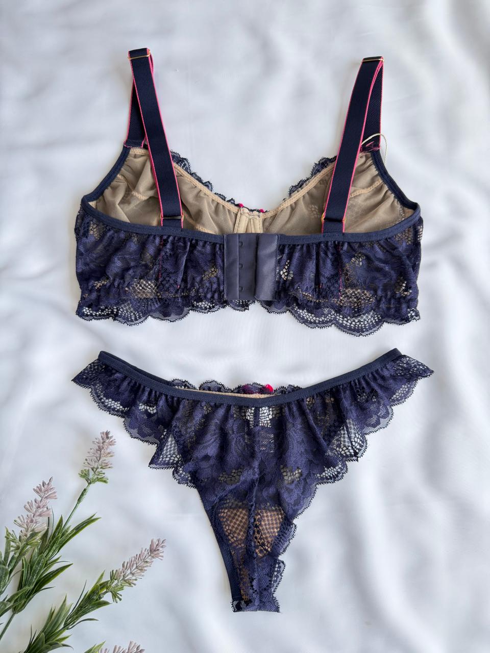 CONJUNTO LINGERIE GD1 COM ARO E SEM BOJO DE RENDA