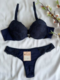 CONJUNTO LINGERIE DE RENDA DUZANI COM ARO E BOJO PUSH UP