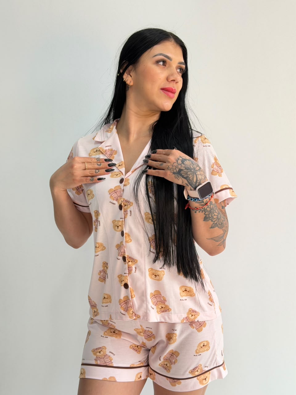 Pijama americano estampado de 100% algodão