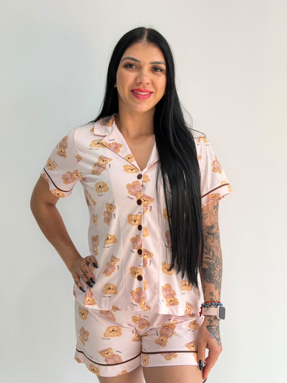 Pijama americano estampado de 100% algodão