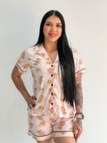 Pijama americano estampado de 100% algodão